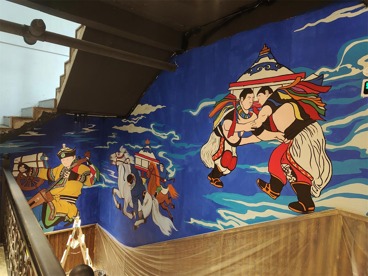 贵阳蒙古风主题餐厅墙绘